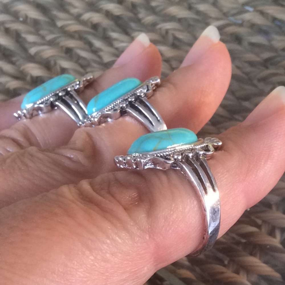 Vintage 925 Sterling Silver Turquoise Ring Jewelry - Picture 7 of 8